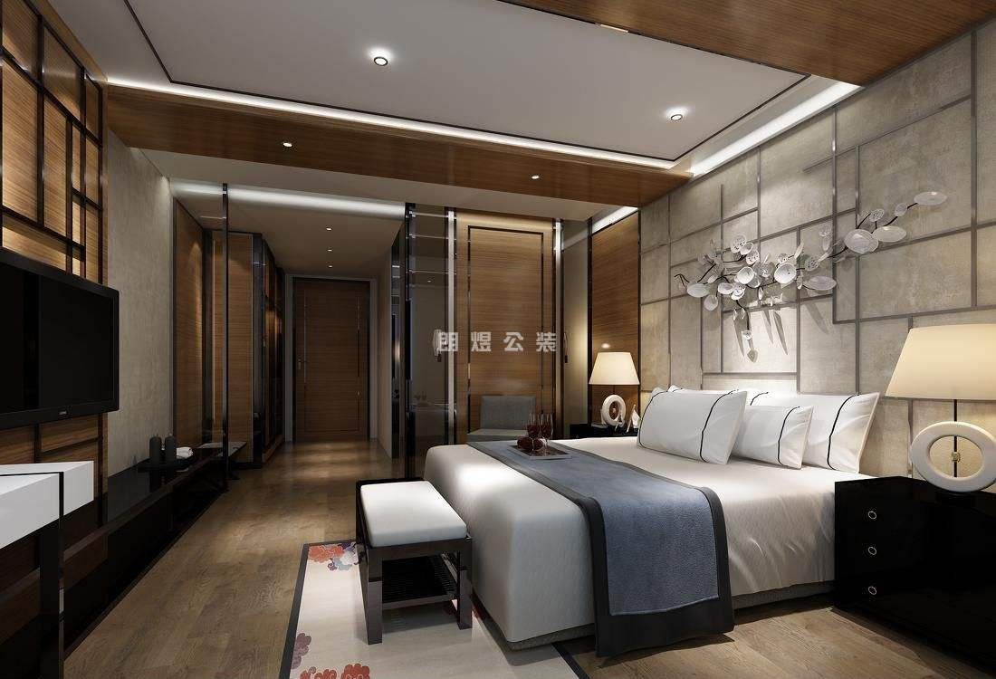 現(xiàn)代酒店客房背景墻設計效果圖
